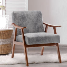 Load image into Gallery viewer, Mid Century Modern Accent Chair With Solid Wood Frame And Extra Thick Backrest