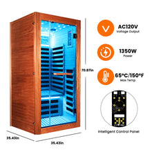 Load image into Gallery viewer, Single Person Sauna Room With LED Lighting, Epoxy Heating Plates, And Compact Design - American White Oak