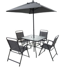 Load image into Gallery viewer, Outdoor Patio Dining Set For 4 People, Metal Patio Furniture Table And Chair Set With Umbrella - Black