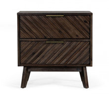 Load image into Gallery viewer, Classic Chevron Nightstand With Two Drawers - Dark Brown