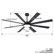 Load image into Gallery viewer, Large Ceiling Fan With Dimmable LED Light 8 Blades Remote Control, Reversible DC Motor