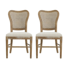 Load image into Gallery viewer, Classic Retro Dining Chair (Set of 2) With Rattan Backrest - Dark Brown / Beige