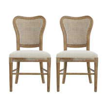 Load image into Gallery viewer, Classic Retro Dining Chair (Set of 2) With Rattan Backrest - Dark Brown / Beige