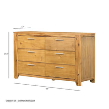 Load image into Gallery viewer, 6 Drawer Dresser - Natural Wood / Brown