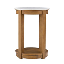 Load image into Gallery viewer, Wood With Faux Marble Manufactured Wood Round End Table With Shelf - Natural / White
