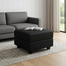 Load image into Gallery viewer, Faux Leather Storage Ottoman - Black