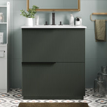 Load image into Gallery viewer, Fluted Bathroom Vanity With Ceramic Sink, Soft Close Slides