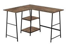 Load image into Gallery viewer, Computer Desk, Home Office, Corner, Storage Shelves, L-Shape, Work, Laptop, Contemporary, Modern - Brown