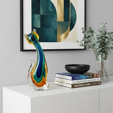 Load image into Gallery viewer, Murano Cat Figurine Tabletop Sculpture - Clear / Yellow / Green