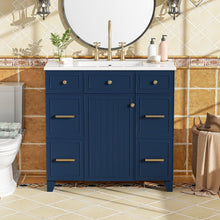 Load image into Gallery viewer, Bathroom Vanity With Ceramic Sink, Soft Close Doors, Adjustable Shelves