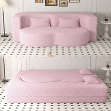 Load image into Gallery viewer, Modern Floor Sofa, With 2 Pillows, Convertible Teddy Fabric Foam Filled Bed