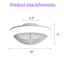 Load image into Gallery viewer, RGB Dimmable LED Enclosed Ceiling Fan With Remote Control, Bladeless Design - White