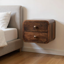 Load image into Gallery viewer, 12" Solid Wood Square Two Drawer Floating Nightstand - Walnut