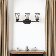 Load image into Gallery viewer, Three Light Cage Wall Sconce - Matte Black