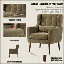 Load image into Gallery viewer, Modern Accent Chair, Arm Chairs For Living Room, Upholstered Mordern Armchair, Comfy Soft Padded Lounge Chair In Small Space, Bedroom, With Pillow, Solid Wood Leg