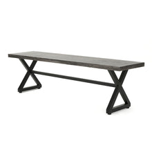 Load image into Gallery viewer, Modern Aluminum Outdoor Dining Bench With X Base