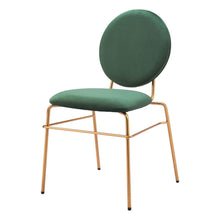 Load image into Gallery viewer, Upholstered Velvet Open Back Dining Side Chairs (Set of 2) - Green / Gold