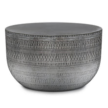 Load image into Gallery viewer, Metal Round Drum End Table - Silver