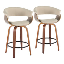 Load image into Gallery viewer, Vintage Mod - Mid Century Modern Fixed Height Counter Stool & Swivel With Round Footrest (Set of 2)