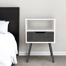 Load image into Gallery viewer, 25" Wood One Drawer Nightstand - Gray And White