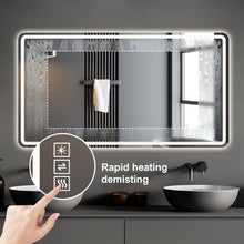 Load image into Gallery viewer, Bathroom Mirror With LED Lights, Anti-Fog Lighted Vanity Mirrors For Wall Mounted And 5 Level Dimmable, Horizontal / Vertical - Clear