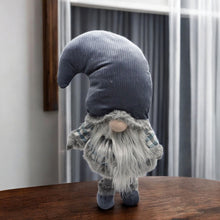 Load image into Gallery viewer, Fabric Christmas Standing Gnome - Blue / White / Gray