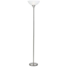 Load image into Gallery viewer, Torchiere Floor Lamp With White Frosted Glass Dome Shade - Nickel