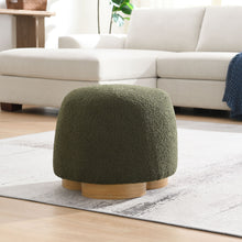 Load image into Gallery viewer, Round Soft Teddy Fabric Upholstered Ottoman With Metal Accents