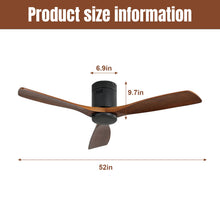 Load image into Gallery viewer, Ceiling Fan With 3 Solid Blades, Remote Controlled Reversible DC Motor - Black
