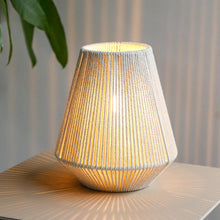 Load image into Gallery viewer, 7" Battery Operated Geometric String Shade Desk Lamp - Beige