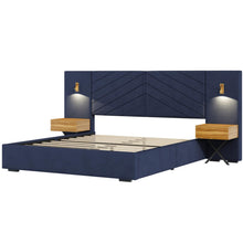 Load image into Gallery viewer, Upholstered Bed Frame With Vertical Channel Tufted Wingback Headboard