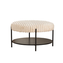 Load image into Gallery viewer, Modern Upholstered Round Ottoman Coffee Table With Storage Shelf