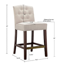 Load image into Gallery viewer, Tufted Counter Stool With Button Tufted Back - Tan
