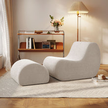 Load image into Gallery viewer, Curved Lounge Chair With Ottoman And High Resilience Foam