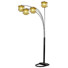 Load image into Gallery viewer, Four Light Arc Floor Lamp With Clear Crystal Glass Chandelier Shade - Black