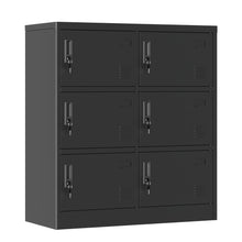 Load image into Gallery viewer, 6 Door Employee Storage Locker, Lockers For Office, Gym, School, And Home With Card Slot - Black