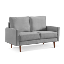 Load image into Gallery viewer, Velvet Loveseat - Gray / Dark Brown