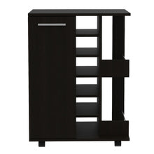 Load image into Gallery viewer, Wood Rolling Bar Cart With Wine Storage - Black