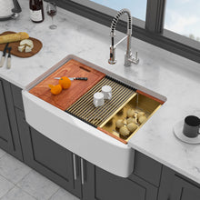 Load image into Gallery viewer, Kitchen Sink Workstation With Deep Bowl And Space-Saving Track Design - White