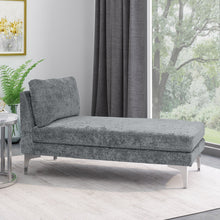 Load image into Gallery viewer, Fabric Upholstered Chaise Lounge With Iron Bracket Legs