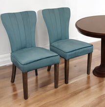 Load image into Gallery viewer, Upholstered Velvet Dining Parsons Chairs (Set of 2) - Teal Blue / Brown