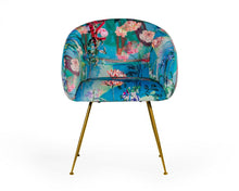 Load image into Gallery viewer, Floral Velvet Dining Arm Chair - Blue / Green