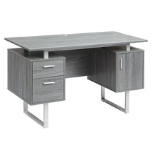 Load image into Gallery viewer, Pedestal Executive Desk With Two Drawers - Gray / Silver