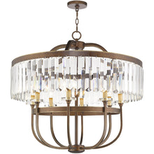 Load image into Gallery viewer, 30" Eight Light Metal Dimmable Chandelier With Shades - Bronze / Clear