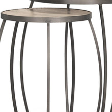 Load image into Gallery viewer, Solid Wood Iron Round Frame Nested Tables (Set of 2) - Natural / Silver
