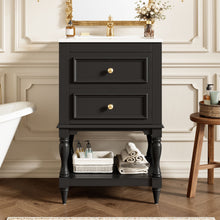 Load image into Gallery viewer, Retro Design Bathroom Vanity With Sink, 2 Drawer Storage Cabinet