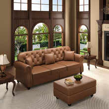 Load image into Gallery viewer, Upholstered Sofa With Nailhead Trim, Rolled Armrests With Ottoman