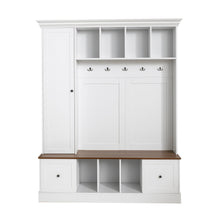 Load image into Gallery viewer, Hall Tree With Shoe Storage Bench, Entryway Coat Rack With 5 Hooks