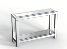Load image into Gallery viewer, 47" Mirro Glass And Faux Crystals Console Table With Shelf - Silver