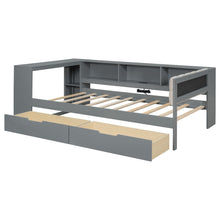 Load image into Gallery viewer, Upholstered Headboard Platform Bed With Storage Shelves, Drawers, Charging Station